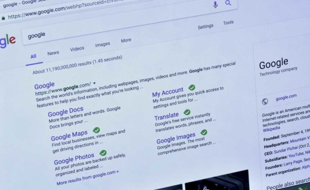 google search engine results page