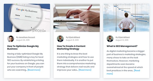 321 Web Marketing's custom blog page design