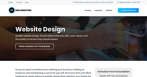 321 Web Marketing's custom service page layout
