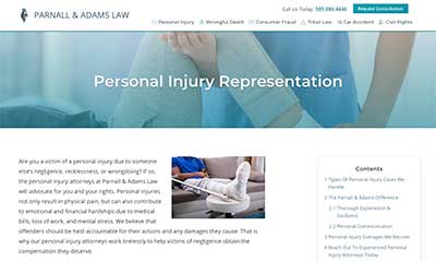 Parnall & Adams Personal Injury Service Page