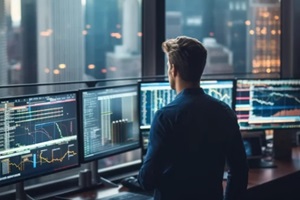 dedicated professional studying blockchain trends for market success
