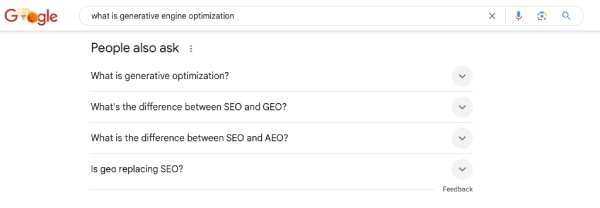 What Is Generative Engine Optimization People Also Ask SERP Section