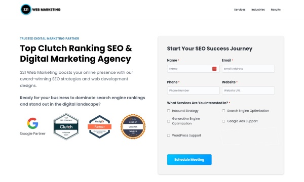 321 Web Marketing Landing Page AB Testing SEO