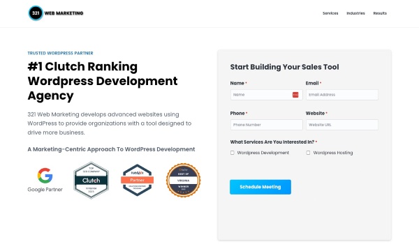 321 Web Marketing Landing Page AB Testing WordPress Development