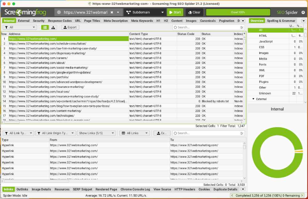 Screaming Frog Auditing Software