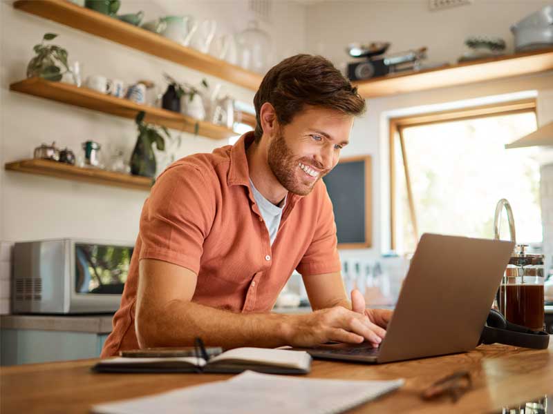Man writing a blog