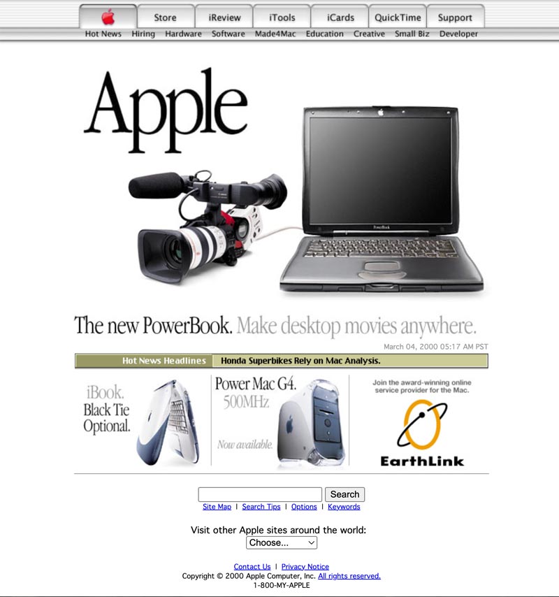 Old apple.com website circa 2000