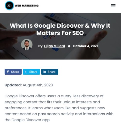 Screenshot Of 321 Blog That Was Optimized Years After It Went Live