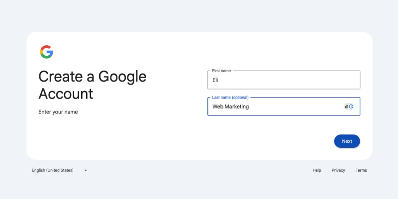 Step 2 Creating Google Account Using Existing Email
