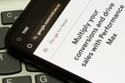 PMax landing page on Google Ads on a mobile browser