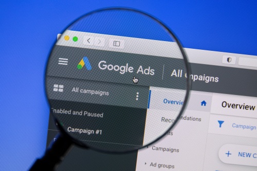 Google Ads campaign dashboard loaded on a chrome browser