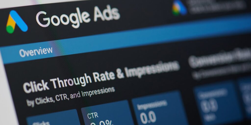Google Ads Dashboard displayed on a desktop