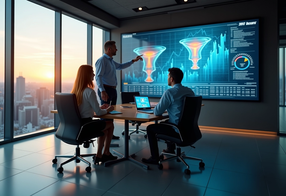3 strategists discussing pipeline data