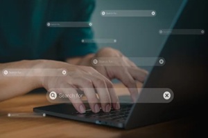 focusing on a search bar with a magnifying glass icon